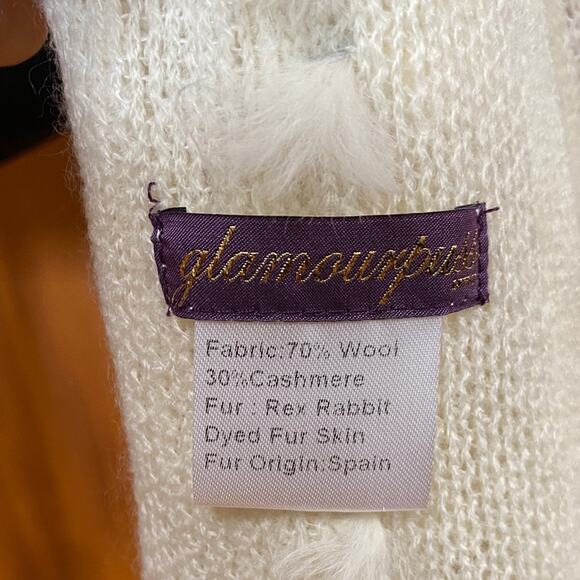 Cashmere Wool Rex Rabbit Fur 72” Scarf Fringe Pristine Condition Made in Spain - Picture 3 of 11